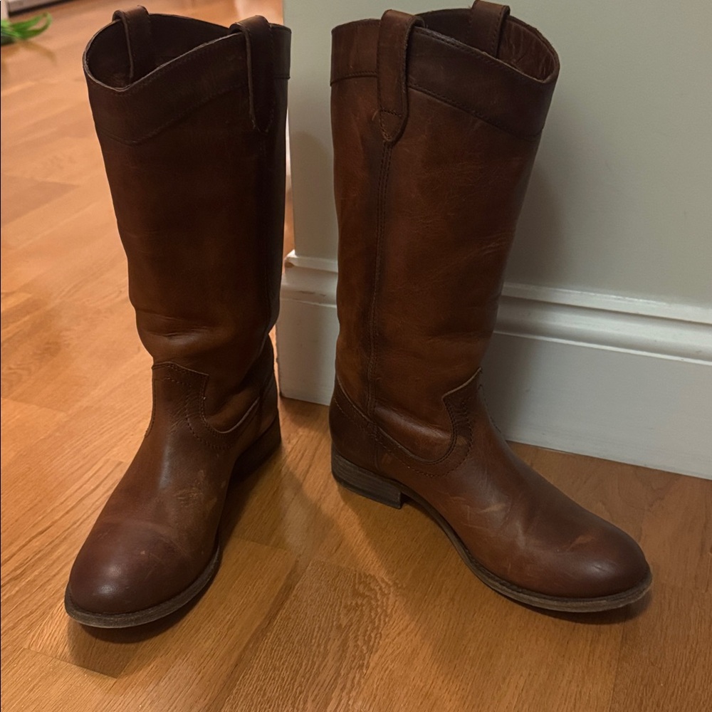 Brown Leather Frye Cowboy Boots